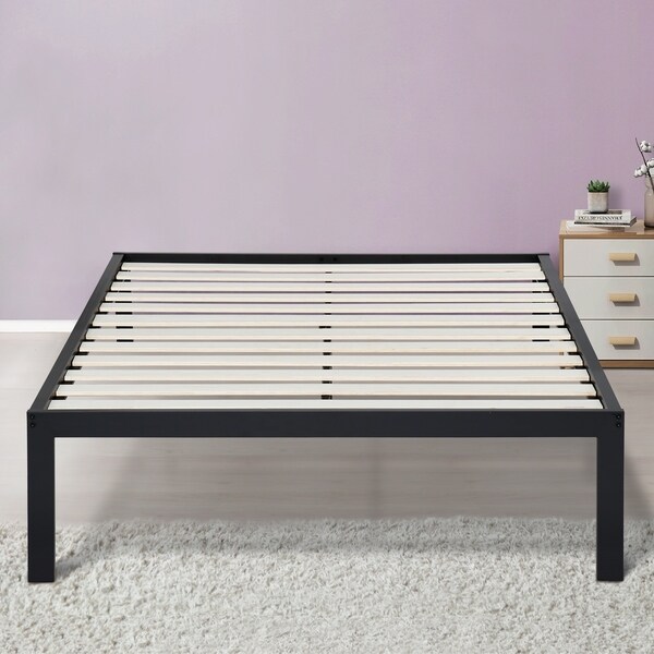 Sleeplanner 14 Inch Platform Metal Bed Frame Wooden Slat Sleeplanner 14 Inch Platform Metal Bed Frame Wooden Slat Support Twin Size