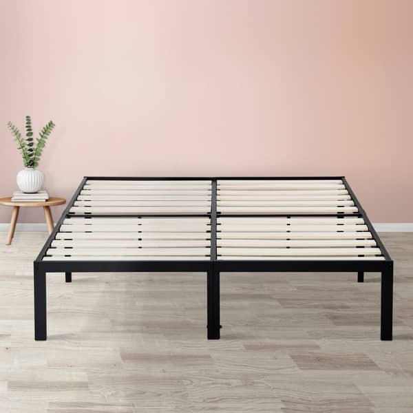 Sleeplanner 14 Inch Platform Steel Bed Frame Wooden Slat Support King