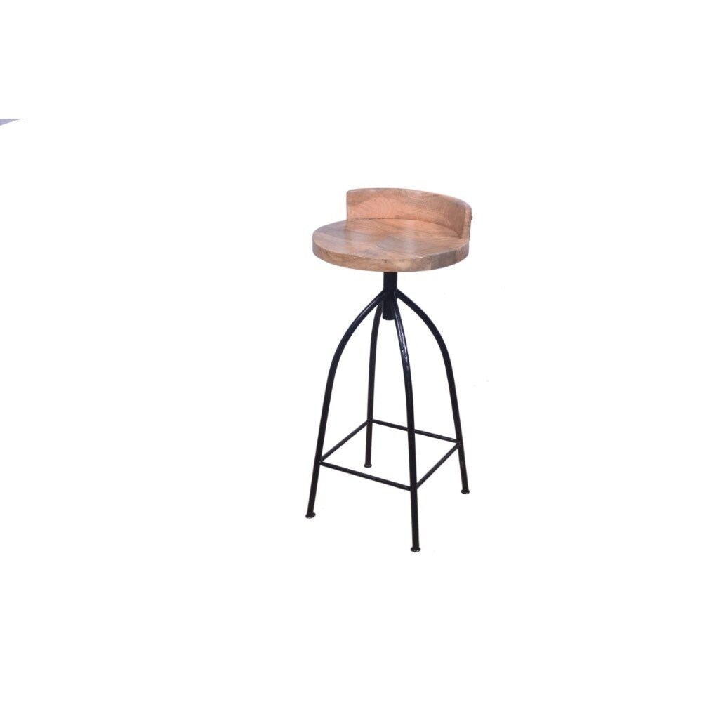 30 Inch Adjule Mango Wood Bar Stool With Low Backrest 30 Inch Adjule Mango Wood Bar Stool