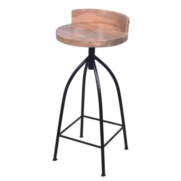 Shop 30 Inch Adjustable Mango Wood Bar Stool With Low Backrest