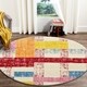 preview thumbnail 1 of 6, Sevita Whimsical Sliding Squares Cream / Red Kids Area Rug ( 4'8" Round ) - 4'8" Round