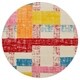 preview thumbnail 2 of 6, Sevita Whimsical Sliding Squares Cream / Red Kids Area Rug ( 4'8" Round ) - 4'8" Round