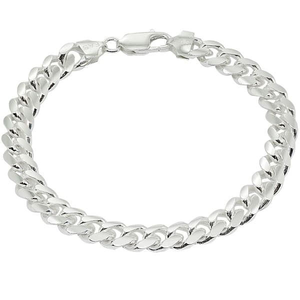 slide 1 of 4, Mondevio 8mm Miami Cuban Curb Link Chain Bracelet in Sterling Silver (8.5 & 9 Inches) 9 Inch
