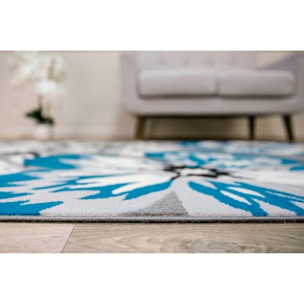 Modern Fl Circles Blue Area Rug 5 X 7 Free Shipping Modern Fl Circles Blue Area Rug