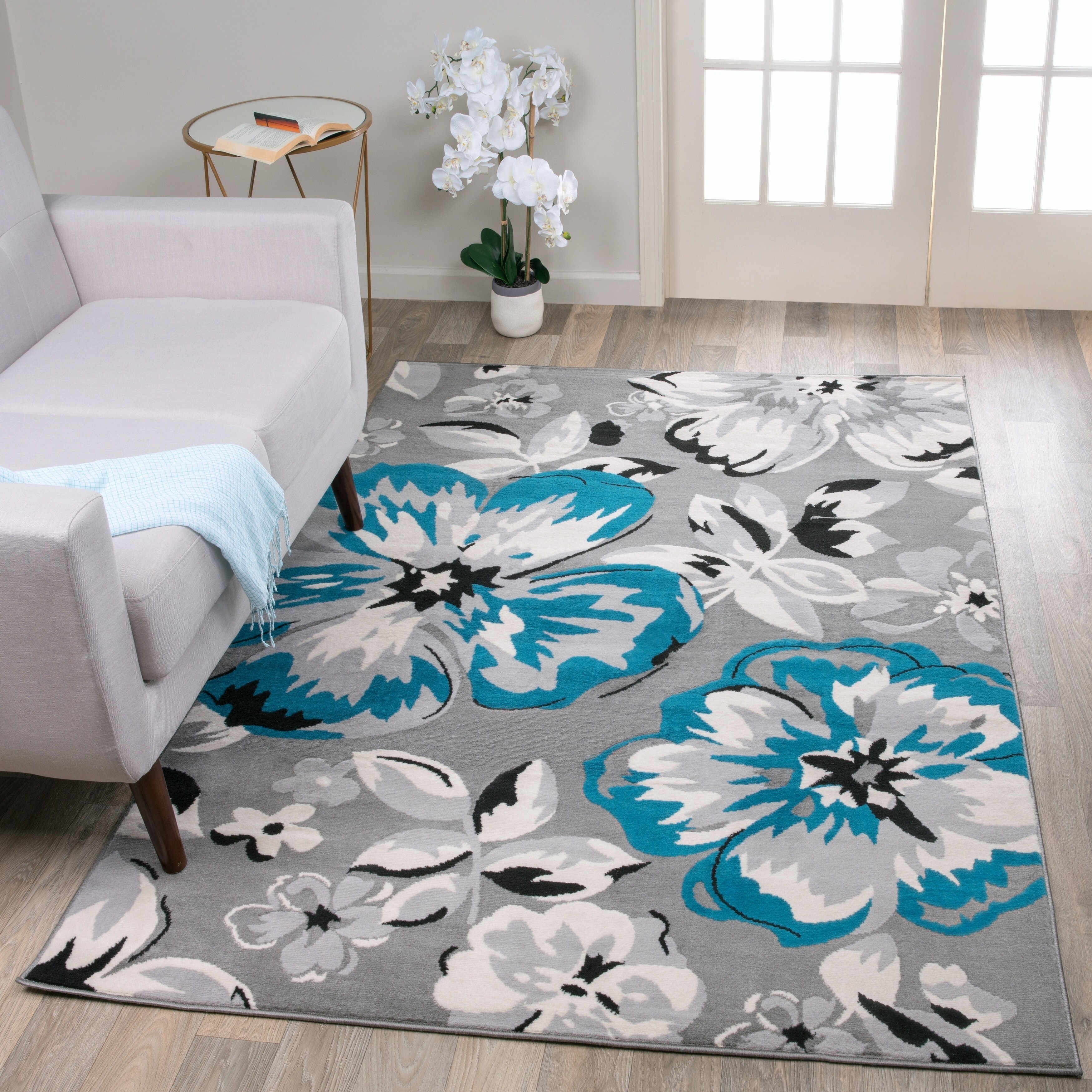 Modern Fl Circles Blue Area Rug 5 X 7 Free Shipping Modern Fl Circles Blue Area Rug