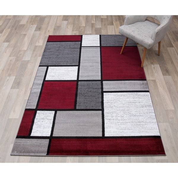 Polypropylene Contemporary Modern Bo Red Area Rug 5 3 X Contemporary Modern Bo Red Area Rug