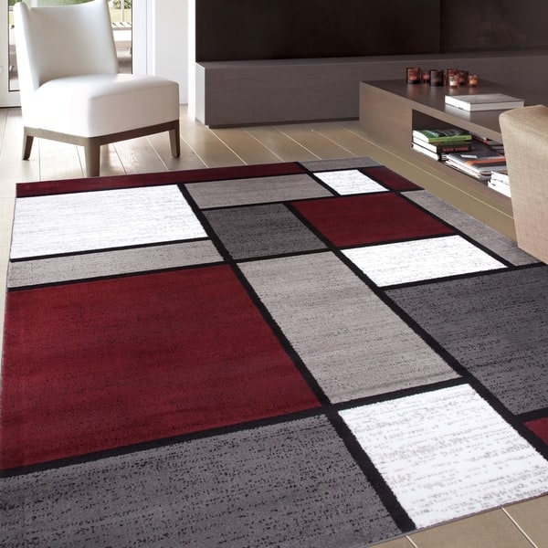 Polypropylene Contemporary Modern Bo Red Area Rug 5 3 X Contemporary Modern Bo Red Area Rug