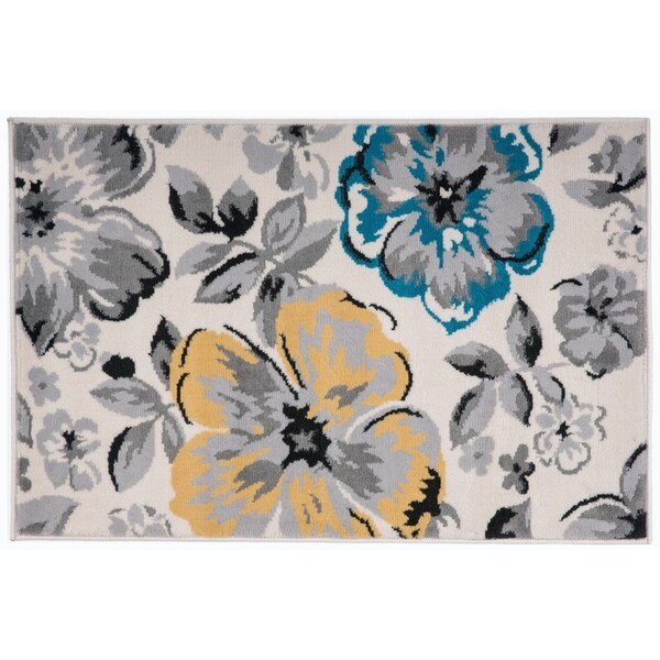 Modern Floral Circles Cream Rug - 2' x 3'