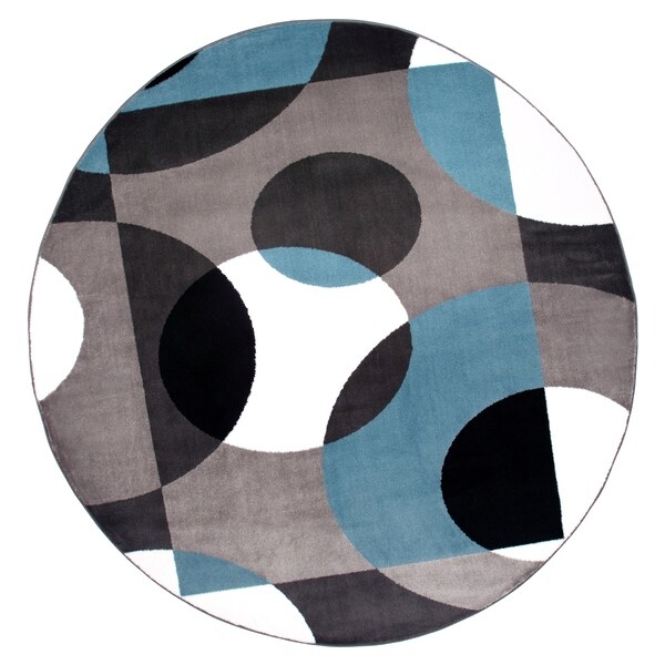 Modern Circles Blue Round Area Rug - 6'6" round