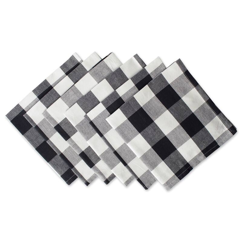 Design Imports Black Buffalo Check Napkin Set (Set of 6) - Black & White