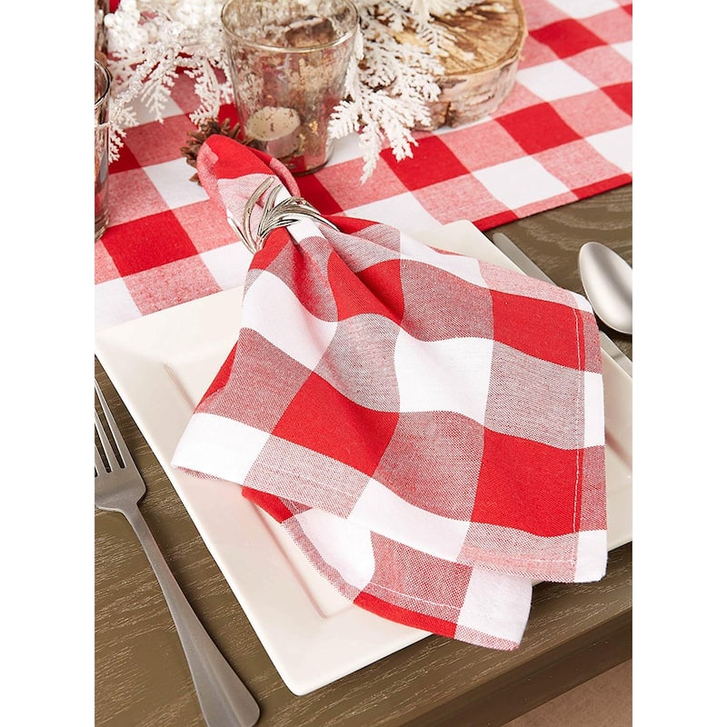 Design Imports Black Buffalo Check Napkin Set (Set of 6)