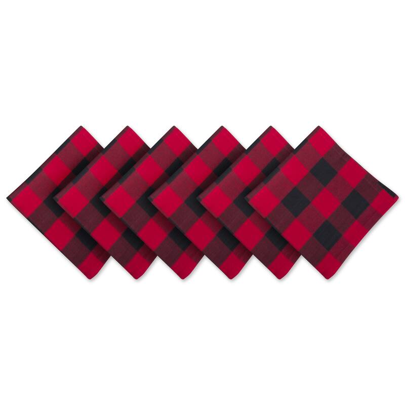 Design Imports Black Buffalo Check Napkin Set (Set of 6) - Red & Black