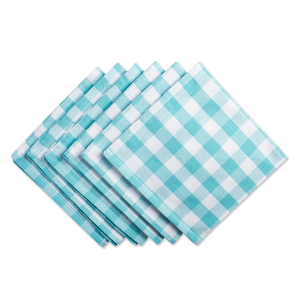 Design Imports Yellow/White Checkers Napkin Set (Set of 6)
