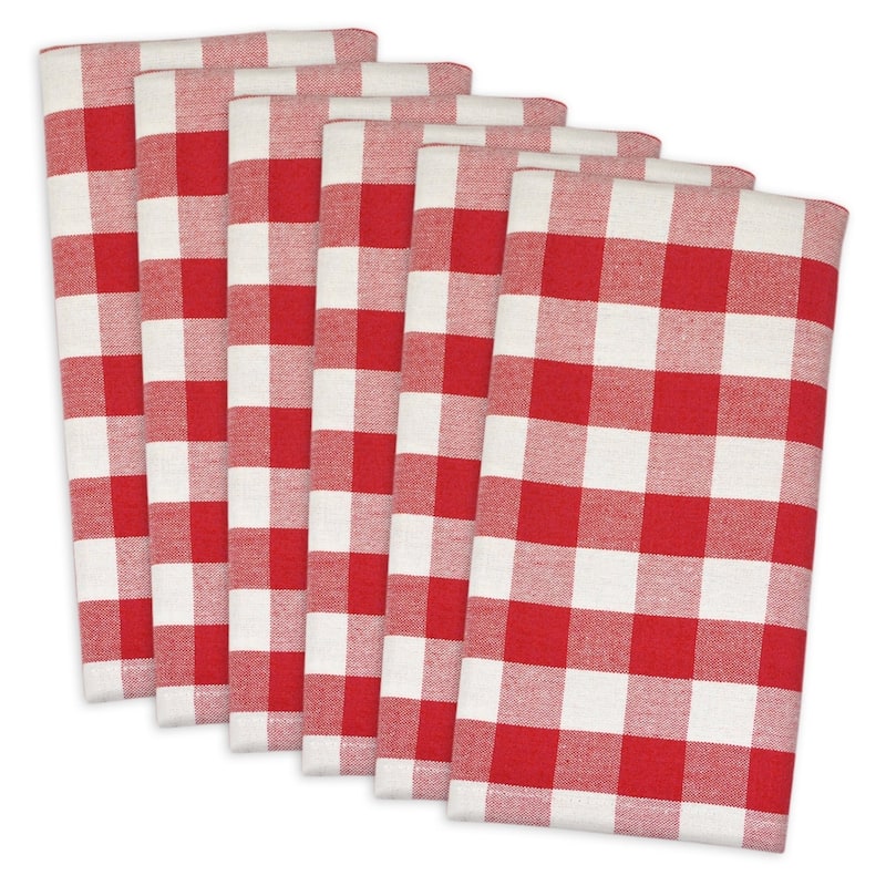 Design Imports Yellow/White Checkers Napkin Set (Set of 6)