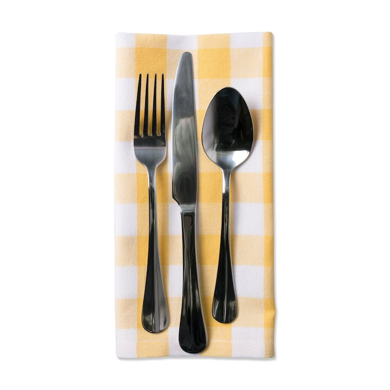 Design Imports Yellow/White Checkers Napkin Set (Set of 6)