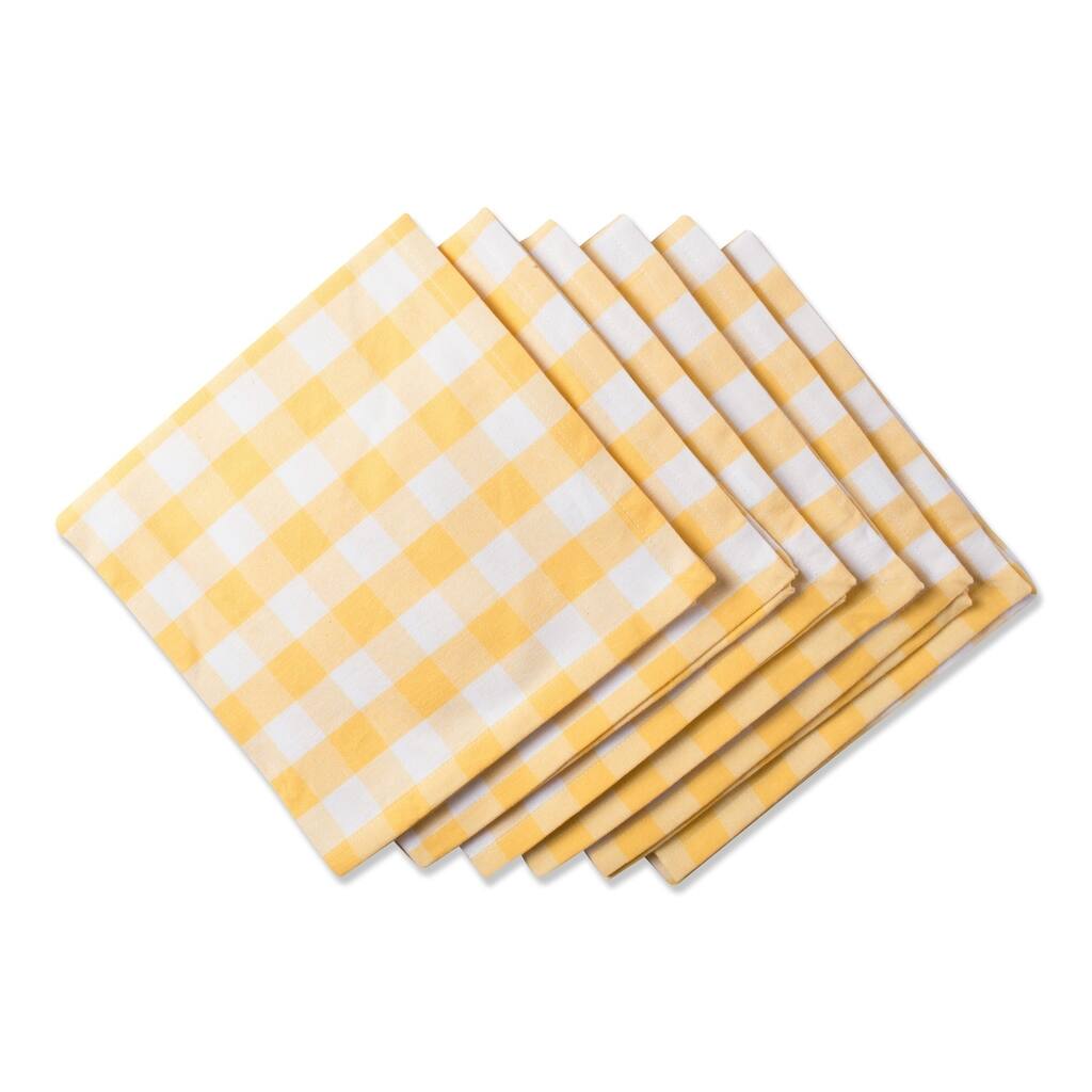 Design Imports Yellow/White Checkers Napkin Set (Set of 6)