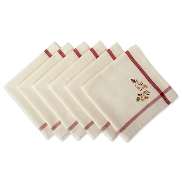 slide 2 of 32, Design Imports Natural Embroidered Fall Leaves Napkin Set (Set of 6) Natural