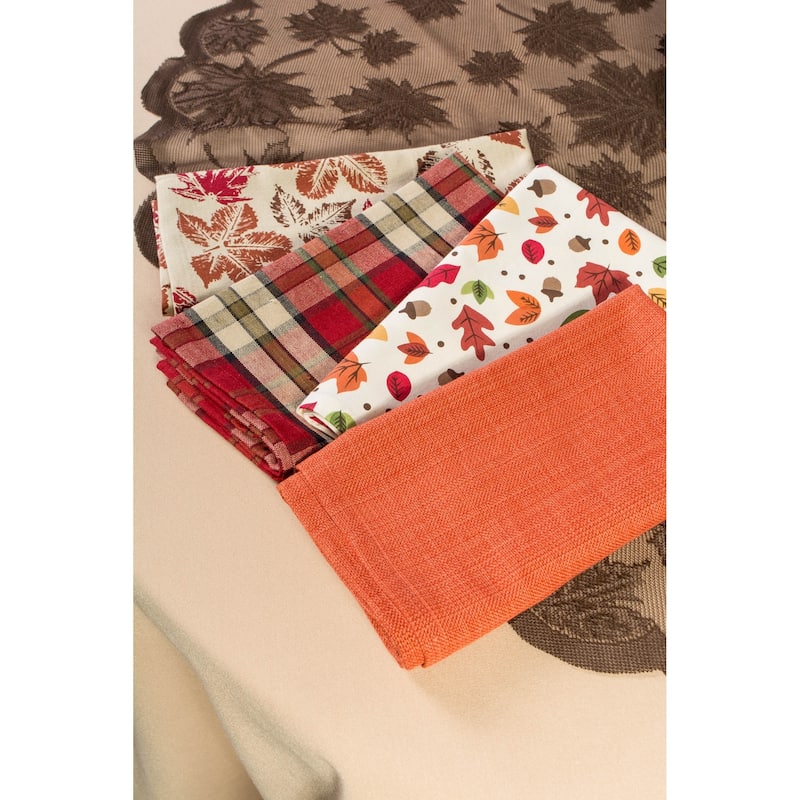 Design Imports Natural Embroidered Fall Leaves Napkin Set (Set of 6)