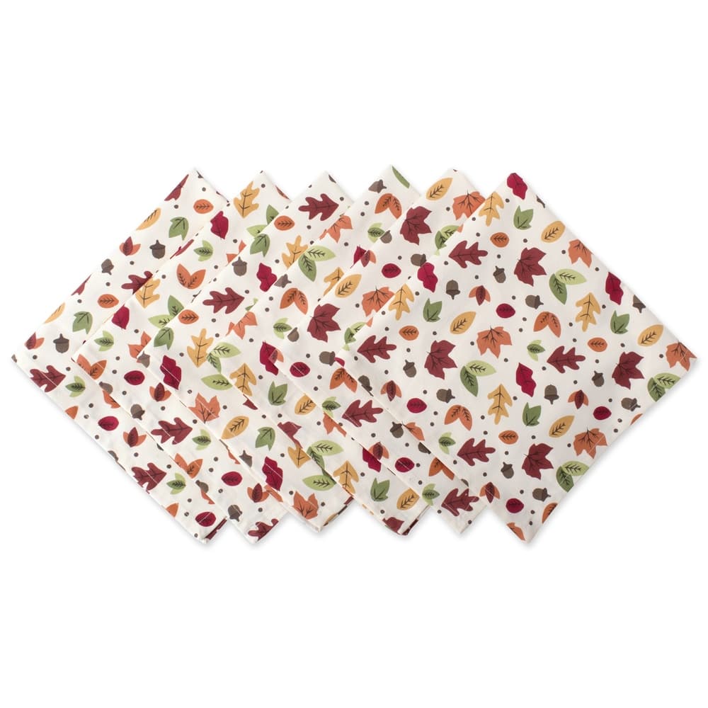 Design Imports Natural Embroidered Fall Leaves Napkin Set (Set of 6)