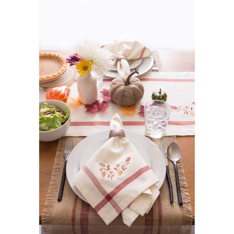 Design Imports Natural Embroidered Fall Leaves Napkin Set (Set of 6)