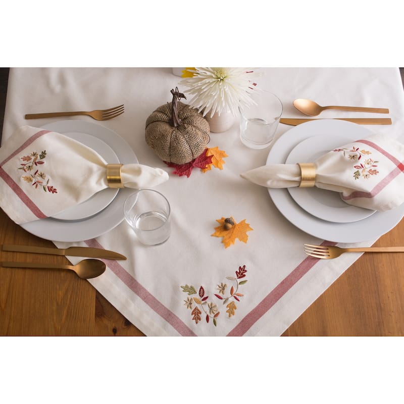 Design Imports Natural Embroidered Fall Leaves Napkin Set (Set of 6)