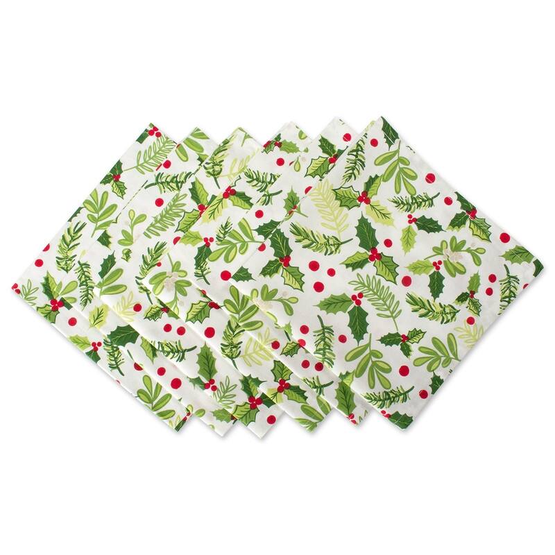 Design Imports Black/Cream Harelquin Print Napkin Set (Set of 6) - Boughs of Holly