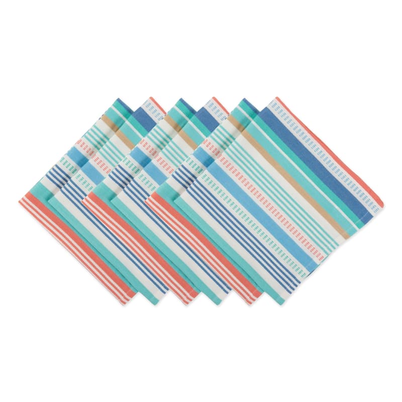 Design Imports Black/Cream Harelquin Print Napkin Set (Set of 6) - Seashore Stripe