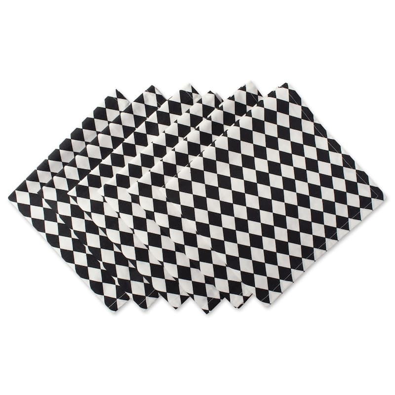 Design Imports Black/Cream Harelquin Print Napkin Set (Set of 6) - Black/Cream