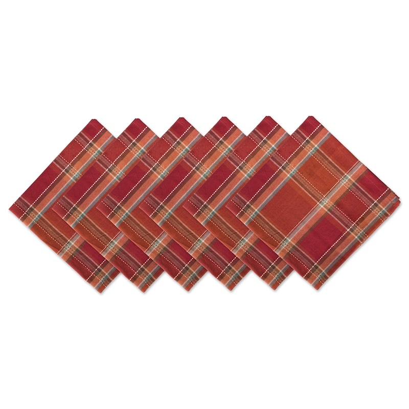 Design Imports Campfire Plaid Napkin Set (Set of 6) - Autumn Spice Plaid - Fall