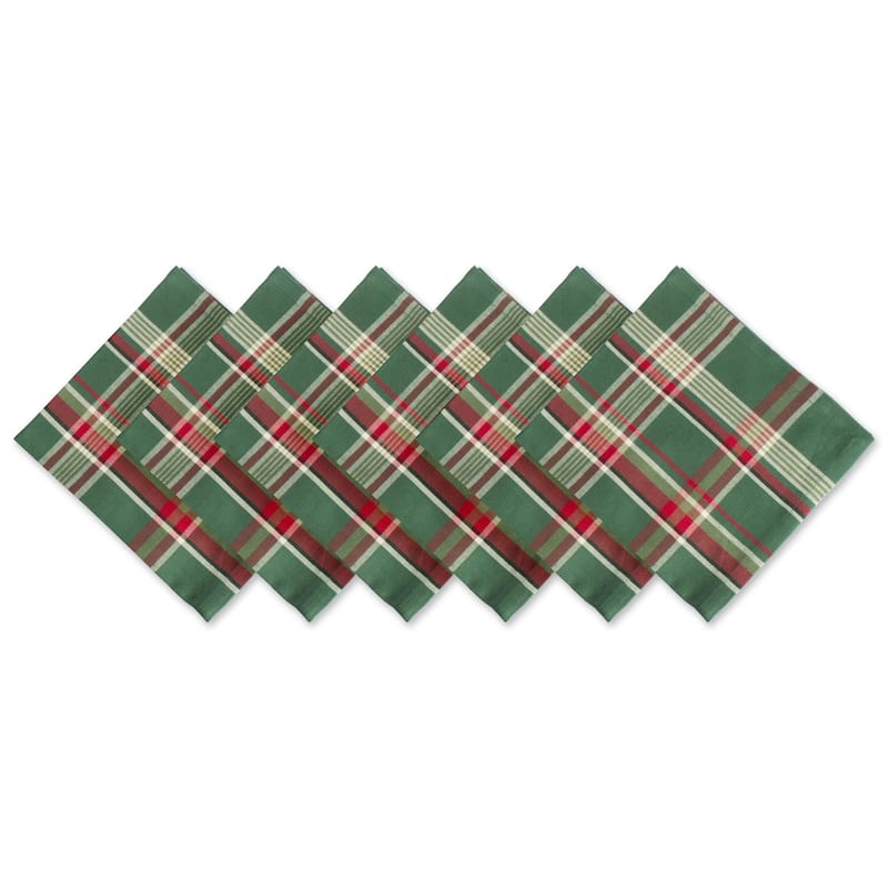 Design Imports Campfire Plaid Napkin Set (Set of 6) - Dark Green - All Seasons