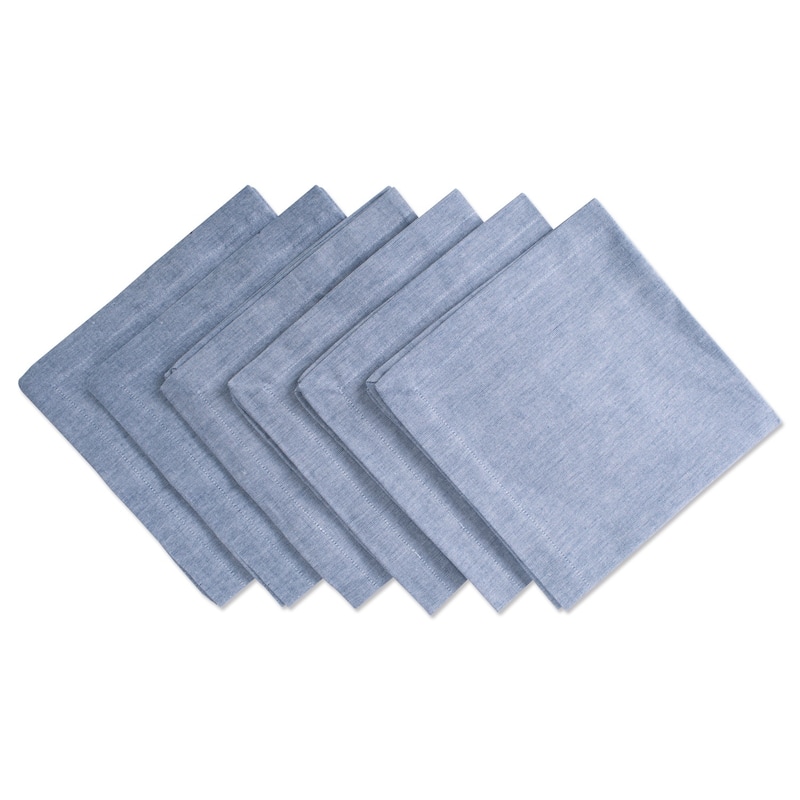 Design Imports Solid Blue Chambray Napkin Set (Set of 6) - Chambray Blue