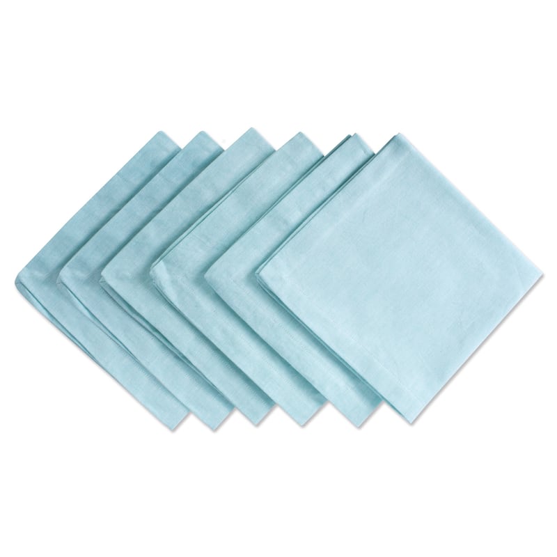 Design Imports Solid Blue Chambray Napkin Set (Set of 6) - Chambray Aqua