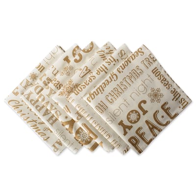 Design Imports Gold Christmas Collage Napkin Set (Set of 6)