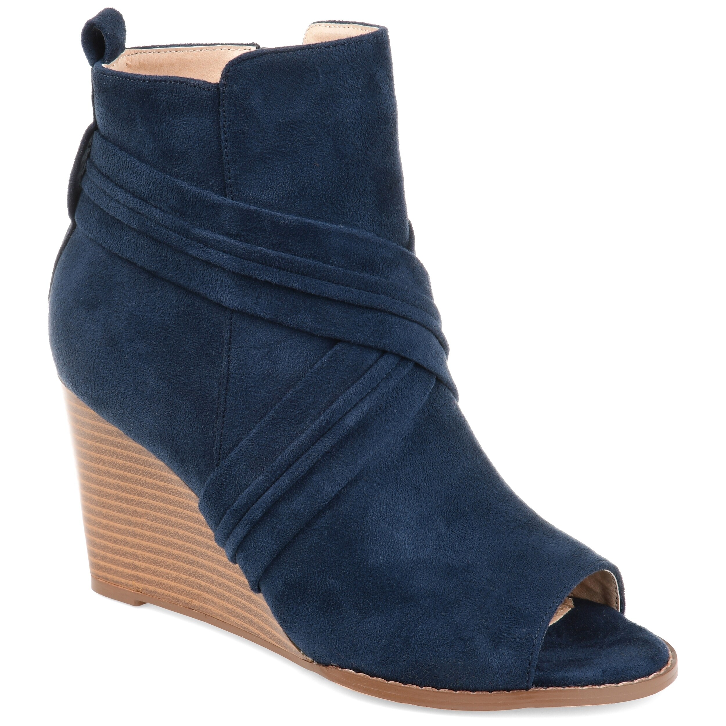 blue wedge booties