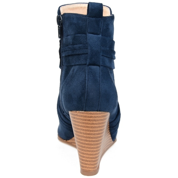 blue wedge booties