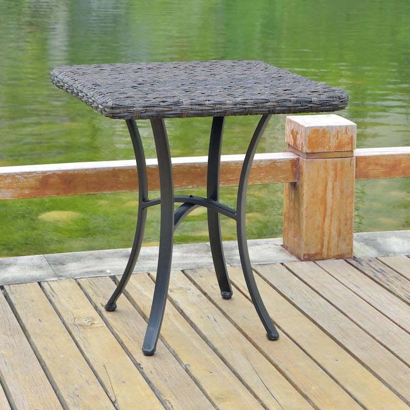 International Caravan Pandan 28-inch Aluminum Patio Dining Table - Dark Coffee