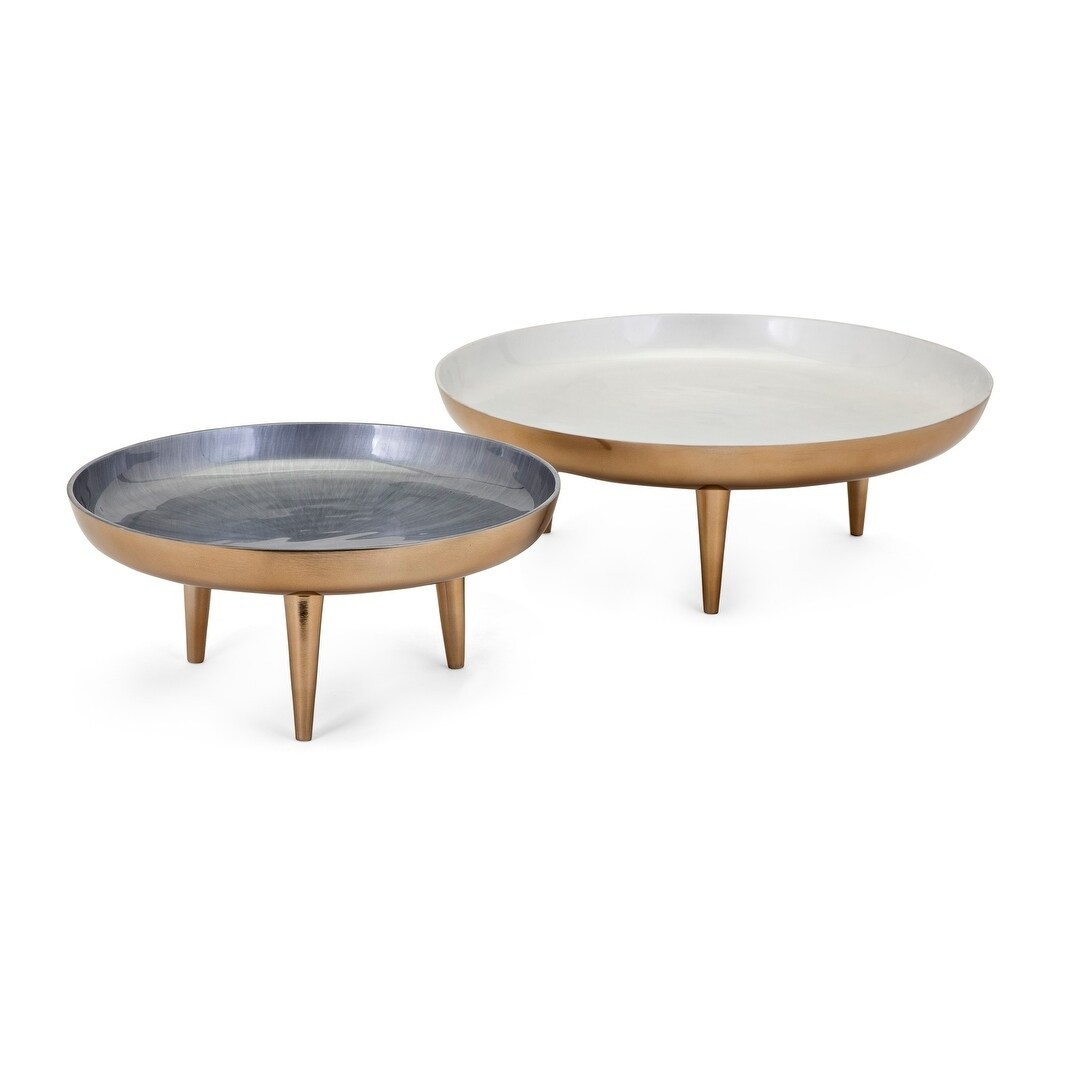 Shop Pryce Metallic Gold Aluminium Decorative Trays Set Of 2