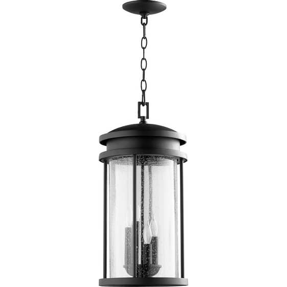 Hadley Clear Seeded 4-light Pendant - Black