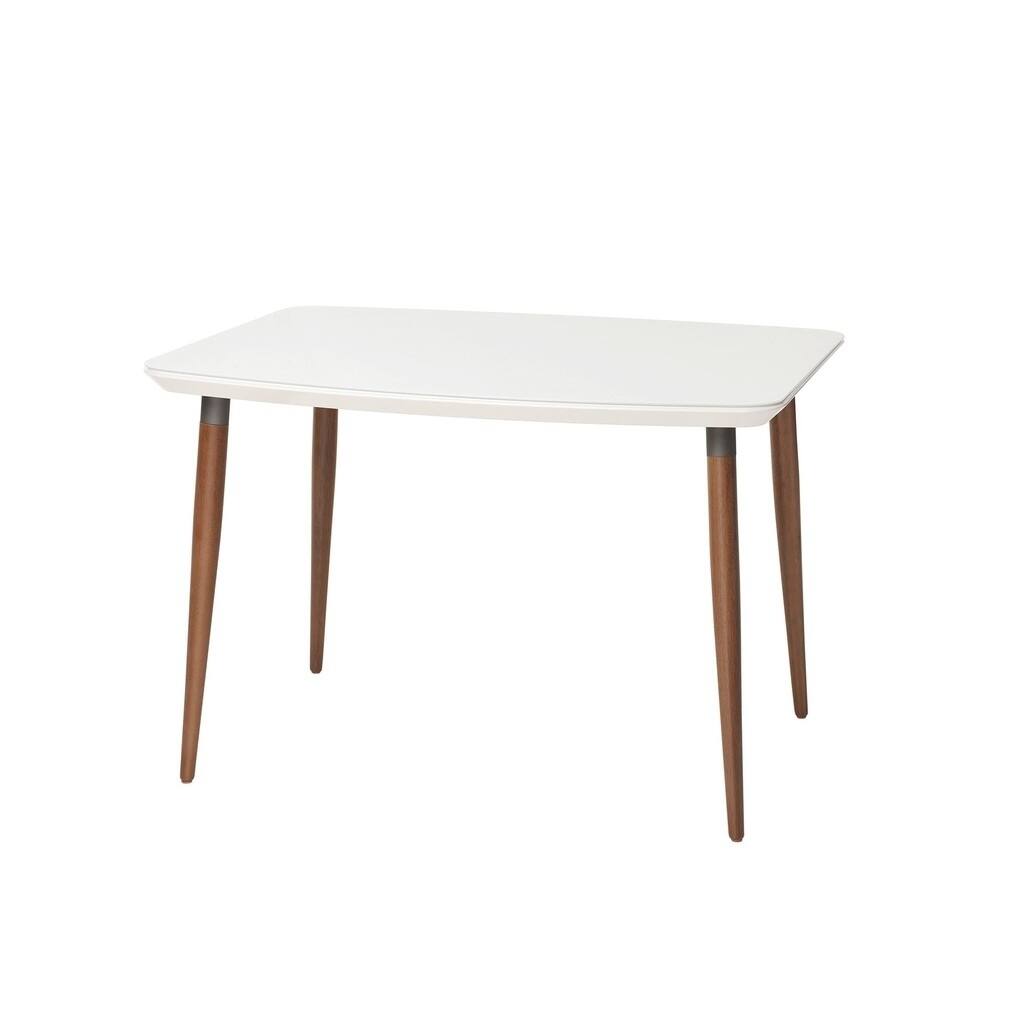 Charles 45.27 In. Modern Round Edge Rectangular Dining Table with Glass Top