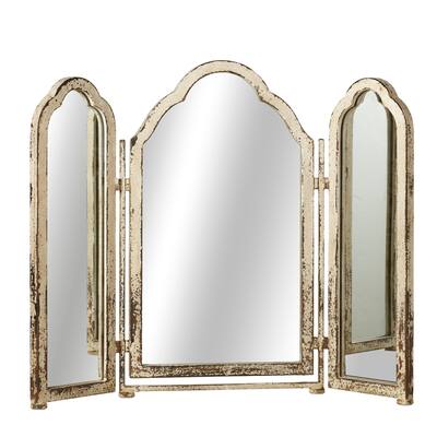 Distressed White Triple Arch Mirror.