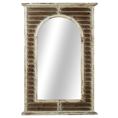 Distressed White Shutter Framed Wall Mirror.