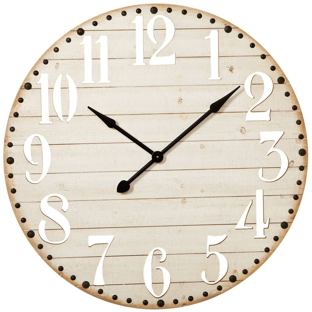 Whitewash Wall Clock with Cut Out Numbers.