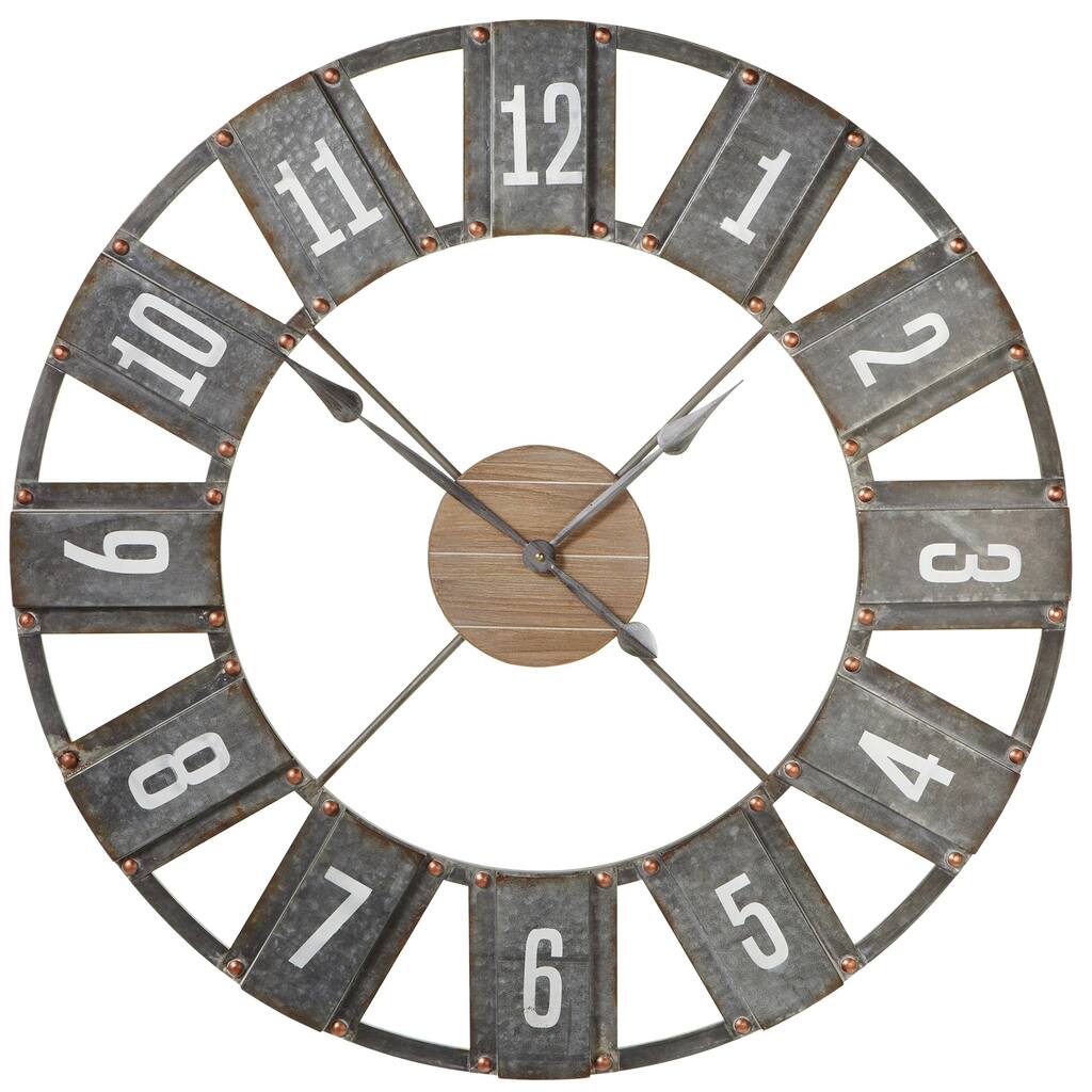 Weathered Black Open Face Wall Clock.