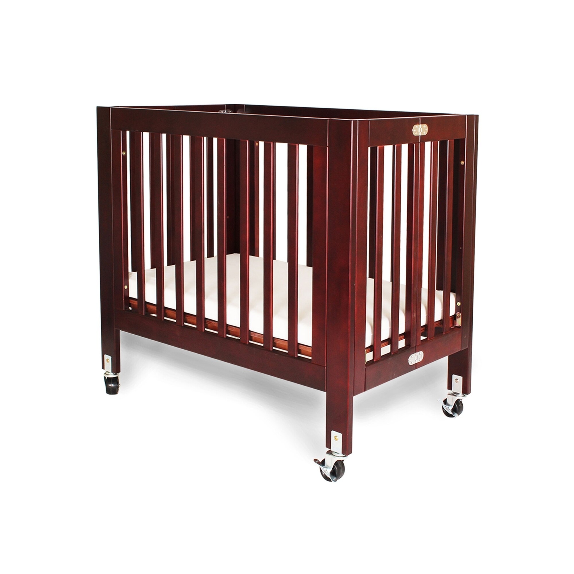 Shop La Baby Olympia Mini Portable Folding Wood Crib Overstock