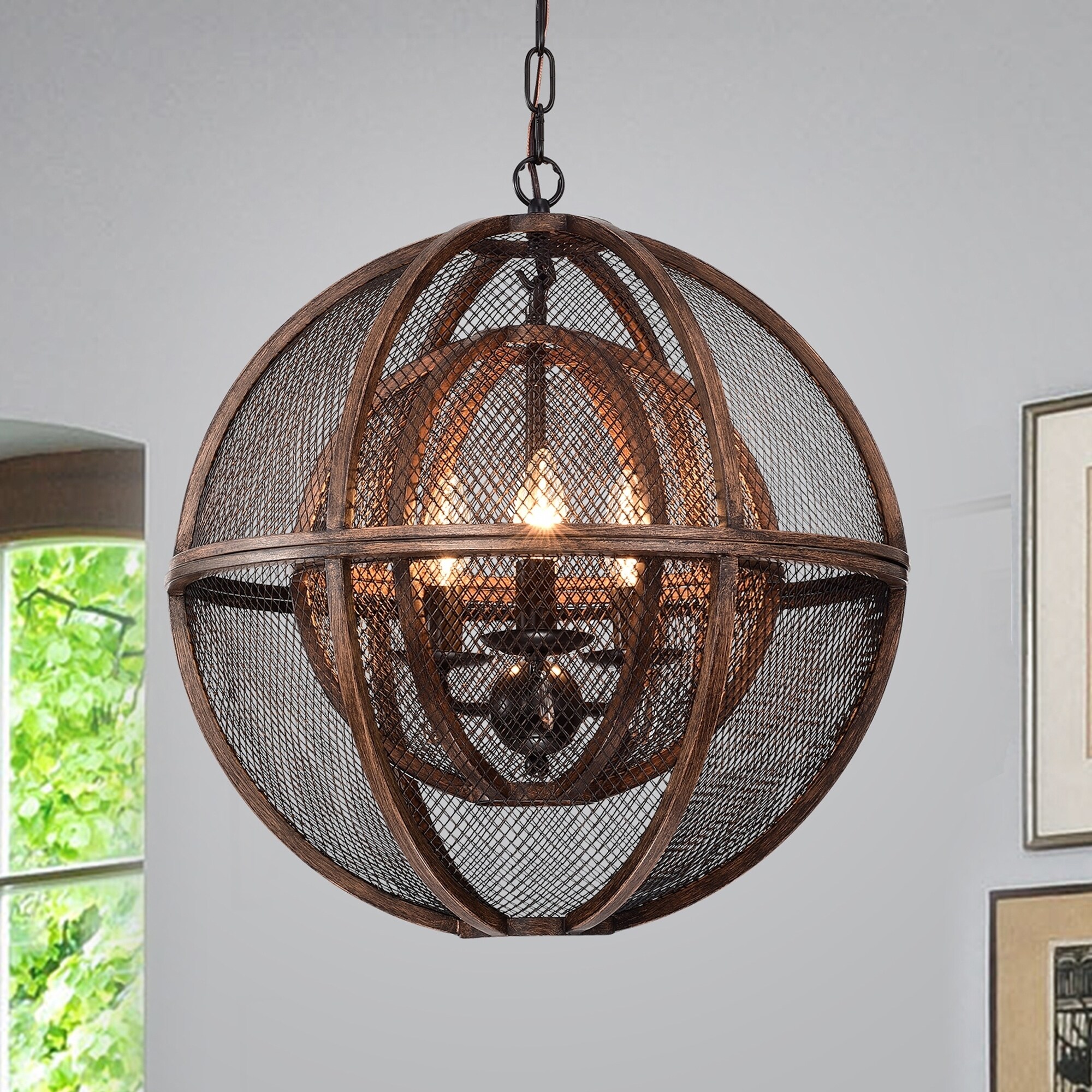 Sephora Brown 3-Light Globe Pendant - Chandeliers For Bedrooms by Overstock.com
