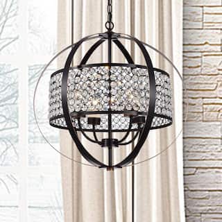 Elizabeth Oil Rubbed Bronze 4-Light Globe Pendant with Crystal Shade