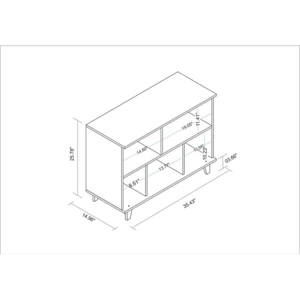 Minetta 5-Shelf Mid Century Low White Bookcase - Overstock - 21381972