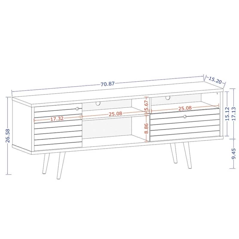 Liberty 70.86 In. Mid Century Modern 4 Shelf TV Stand