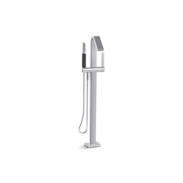 slide 2 of 3, Kohler Loure Floor-Mount Bath Filler Trim with Handshower Polished Chrome
