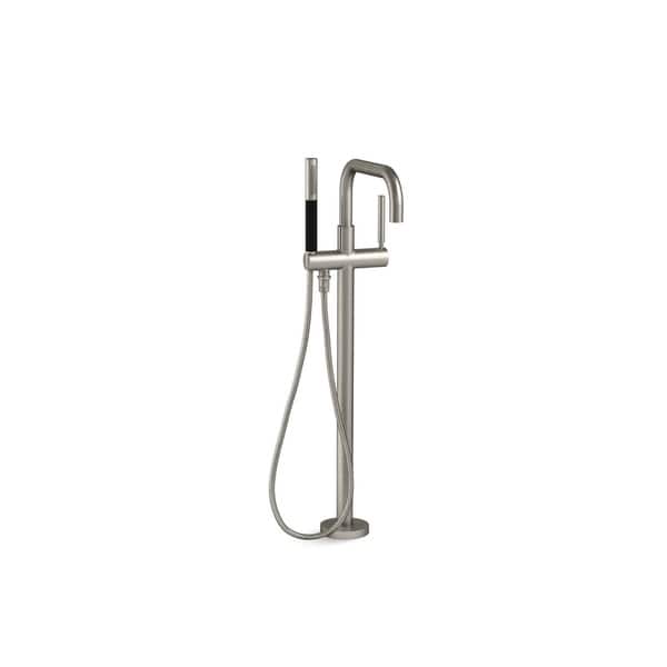slide 4 of 3, Kohler Purist Floor-Mount Bath Filler Trim with Handshower Brushed nickel